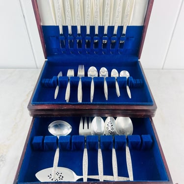 Vintage Community Silverplate Flatware Set, Tangier pattern, 52 piece cutlery, 1969, service for 8 plus 8 hostess tools, wedding gift 