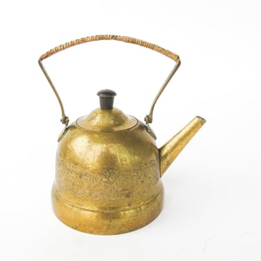 Brass Etched Indian Tea Pot 