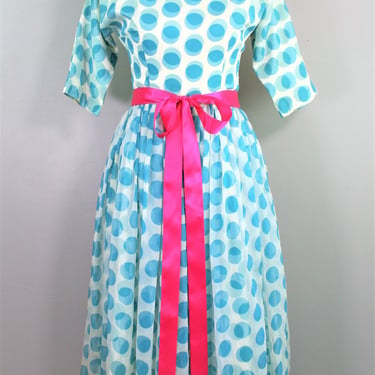 Double Vision - 1950's - Organza - Polka-dot - Pin Up Party Dress - Bombshell - Estimated size S 4/6 