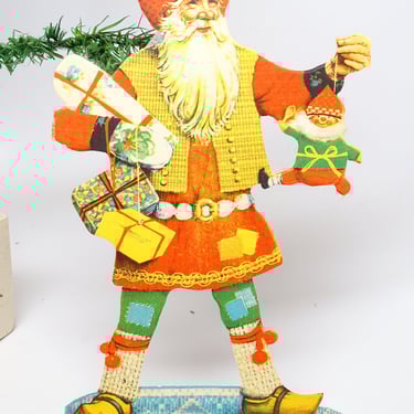 Vintage 1950's Swedish Santa Doubled Sided Die Cut, Made in Sweden 