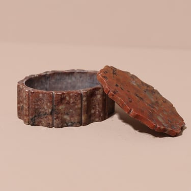 Vintage Small Stone Trinket Earring Box, Pill Box, Ring Box 