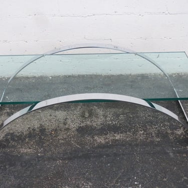 Hollywood Regency Modern Style Chrome Glass Top Long Coffee Table 3628