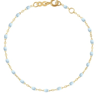 7.1&quot; Classic Gigi Bracelet - BABY BLUE + YELLOW GOLD