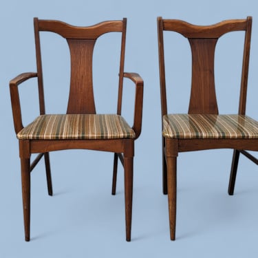 Dining Chairs by Garrison Furniture, Walnut, Mid Century, MCM, Original Fabric, Six Chairs, Kitchen, Dining Room 