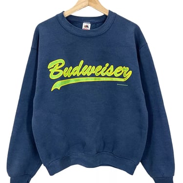 Vintage 1992 Budweiser Beer Faded Blue Spellout Crewneck Sweatshirt Large