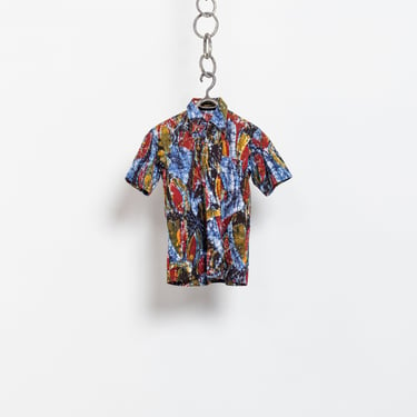 COTTON BATIK VINTAGE Short Sleeve Tie Dye Festival Collared Shirt Fun Vibrant Summer / Small 