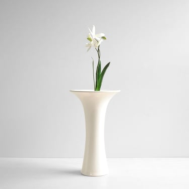 Vintage Tall White Ceramic Vase Beauce Pottery Vase, Beauceware Flower Vase 