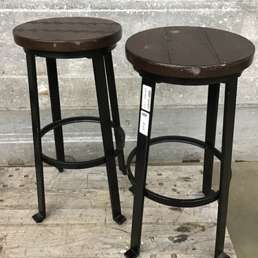 Steel + Wood Stool Pair (Seattle)