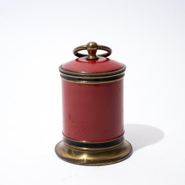 Vintage Cigarette Dispenser Canister, AS IS, Table Top Red and Brass Mid Century 1950s 1960s 