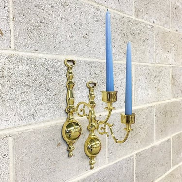 Vintage Candle Wall Sconces Retro 1980s Brass + Gold + Set of 2 Matching + Wall Mounted + Candle Holders + Home Decor and Mood Lighting by RetrospectVintage215