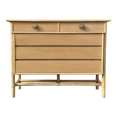 McGuire Cerused Oak and Rattan Bachelor’s Chest / Commode 