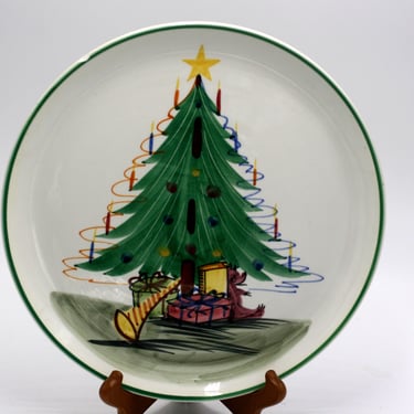 vintage Italian christmas tree plate hand painted Mancioli 