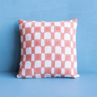 Aaakar Checkered Block Print Pillow