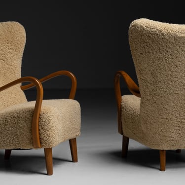 Shearling Wing Chairs