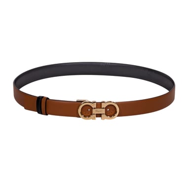 Ferragamo - Tan & Black Leather Reversible Belt Sz M