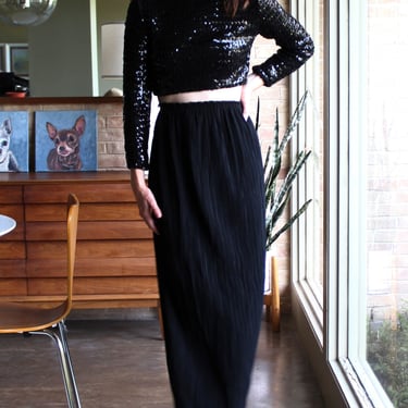 Black Maxi Skirt, Vintage Maxi Skirt, Jardine Ltd., Black Broomstick Skirt, XS/S Women 
