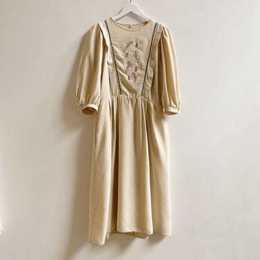 Antique Beige Raw Silk Day Dress