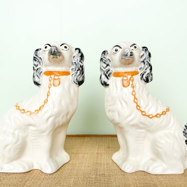 Pair of Black and White Dog Figurines