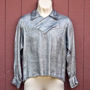 1950s Silver Lurex Pull Over / Gaucho Shirt Stage Wear 