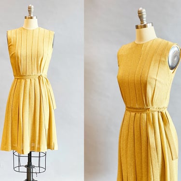 1960s Cocktail Dress / Metallic Gold Dress / 1960s Party Dress / 1960s Gold Dress / Size XS Extra Small 
