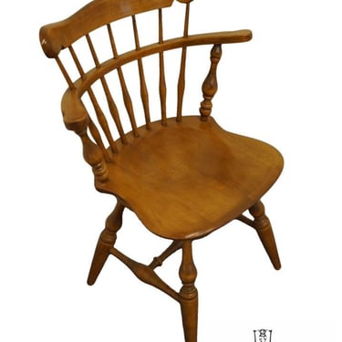 ETHAN ALLEN Heirloom Nutmeg Maple British Colonial Style Swivel Comb-Back Side Chair 10-6051 