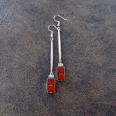 Red jasper and antique silver earrings 2 