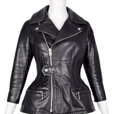 Junya Watanabe Comme des Garcons Vintage AW 2011 Sculpted Black Leather Moto Jacket