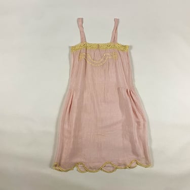 1920s Pink Silk Slip Dress With Lace and Bows / Hand Made / Lingerie / Sheer / Rose / Pastel / Peach / Small / Medium / Antique / Straps / 