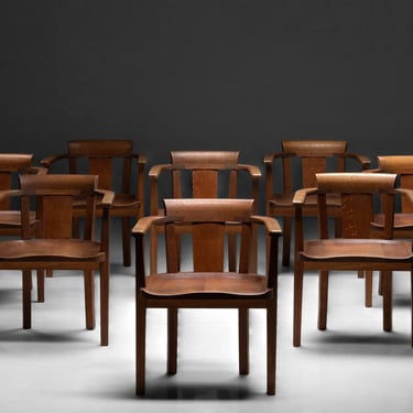 Set of (10) Oak Dining Chairs by Gordon Russell