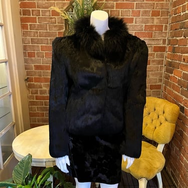 1980s Black Fur Cropped Jacket