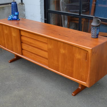 Hot Atomic Teak Sideboard w/ Center Drawers & Pedestal Base