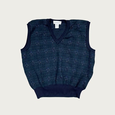 (M/L) Navy Multicolor V Neck Sweater Vest