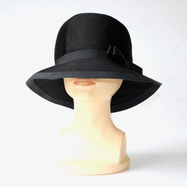 1950s Henry Pollak Starfire Felted Wool Wide Brim Bucket Hat - 50s Vintage Deep Crown Floppy Hat 