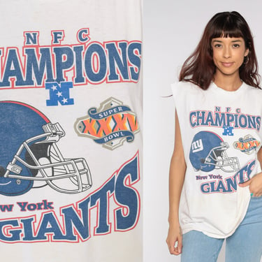 NY Giants Shirt Football Tshirt 2001 Superbowl XXXV T Shirt New York Muscle Tee NFC Champions Sports Vintage Graphic Retro Extra Large xl 