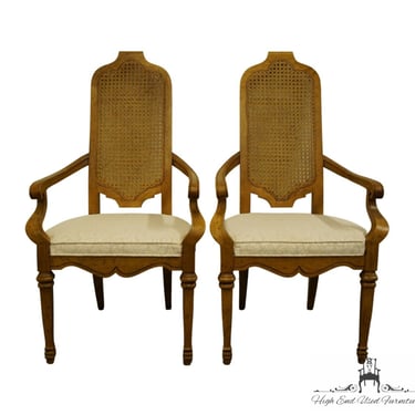 Set of 2 HERITAGE FURNITURE Italian Neoclassical Tuscan Style Cane Back Dining Arm Chairs 
