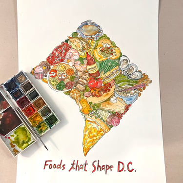 The Foods The Shape DC Watercolor 9"x12" Watercolor Print PRE ORDER