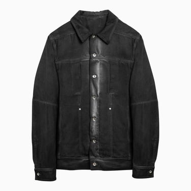 Rick Owens Black Washed-Effect Denim Jacket Men