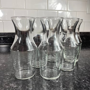 Vintage Cut Glass Mini Juice Carafe Set of 6, cocktail party personal size Carafe, Juice Bar Display Carafe, Princess House style Bud Vases 