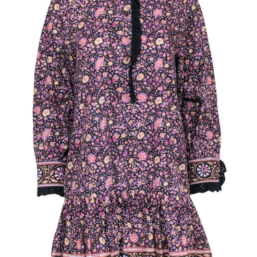 Hunter Bell - Black & Purple Print Dress Sz S