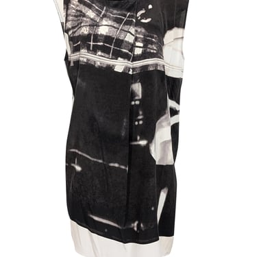 All Saints - Black, Grey, &amp; Cream Print Sleeveless Shift Dress Sz 10