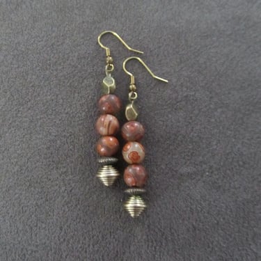 Tibetan agate and bronze earrings 224 