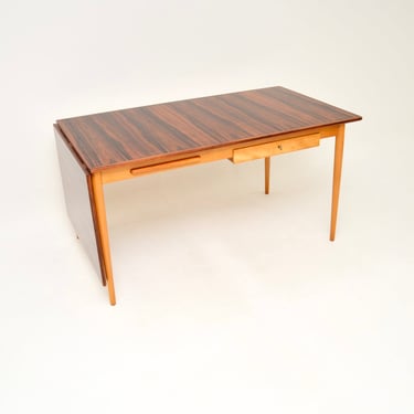 Vintage Swedish Rosewood and Sycamore Drop Leaf Desk