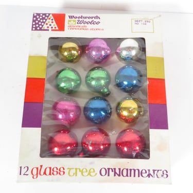 Set of 12 Glass Feather Tree Ornaments - Vintage Small Glass Feather Tree Ornaments 