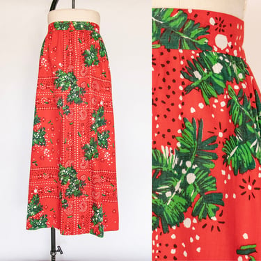 1970s Maxi Skirt Cotton Floral L 