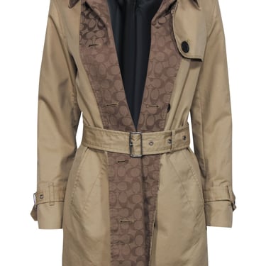 Coach - Tan Cotton Blend "The Trench" Double Breasted Coat Sz S