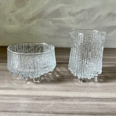 Vintage Iittala Ultima Thule Cream & Sugar - Tapio Wirkkala Design, Scandinavian Mid Century Modern Design, Finnish Art Glass 