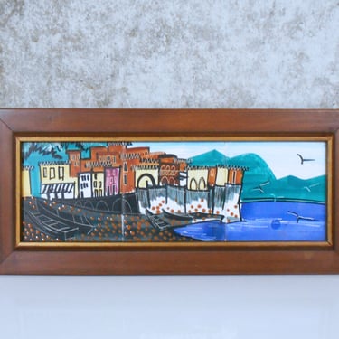 Harris G. Strong Harbor Pier Scene - Glazed Tile Art 
