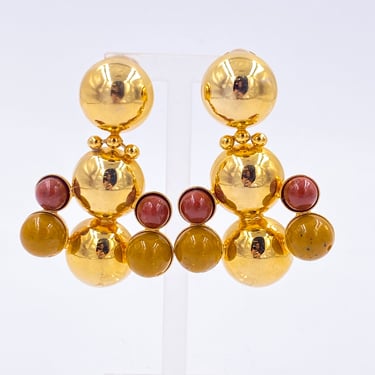 Gold, Mustard and Brown Bubble Earrings 