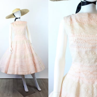 1950s SUZY PERETTE organza taffeta dress small | new fall 