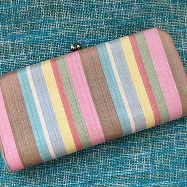 Neapolitan candy clutch 1950s pastel striped handbag 